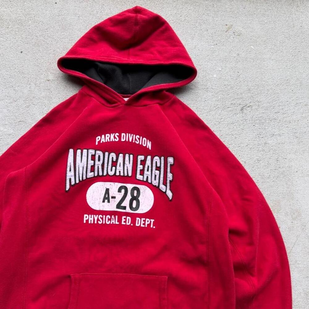 Y2k red american eagle hoodie